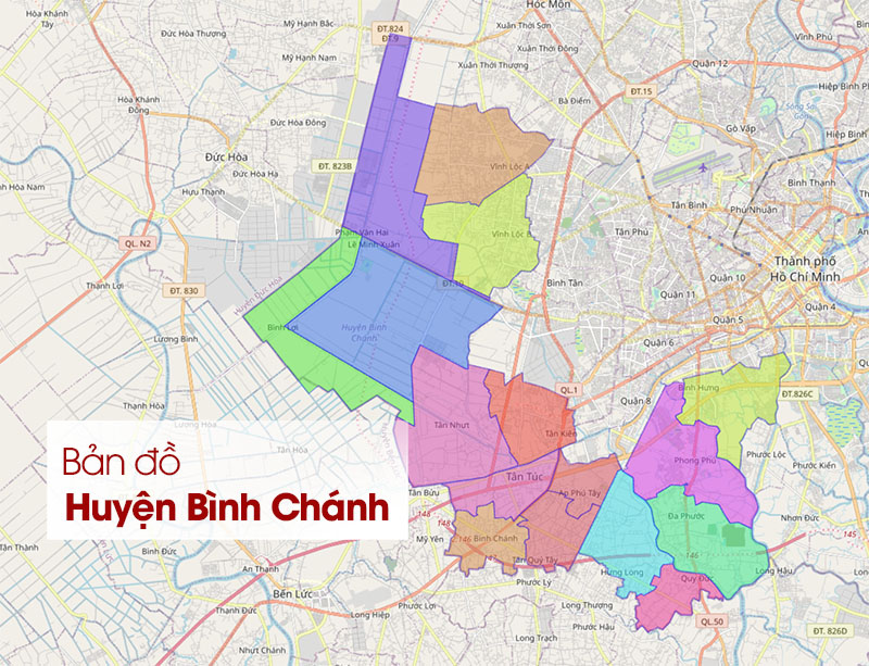 Bản đồ Huyện Bình Chánh: Cập nhật quy hoạch, vị trí các khu dân cư