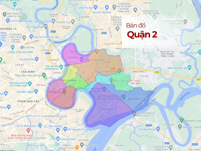 Bản đồ Quận 2 TP.HCM: Vị trí, Phường, Ranh giới mới nhất
